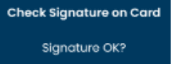 Screenshot of terminal screen check signature prompt